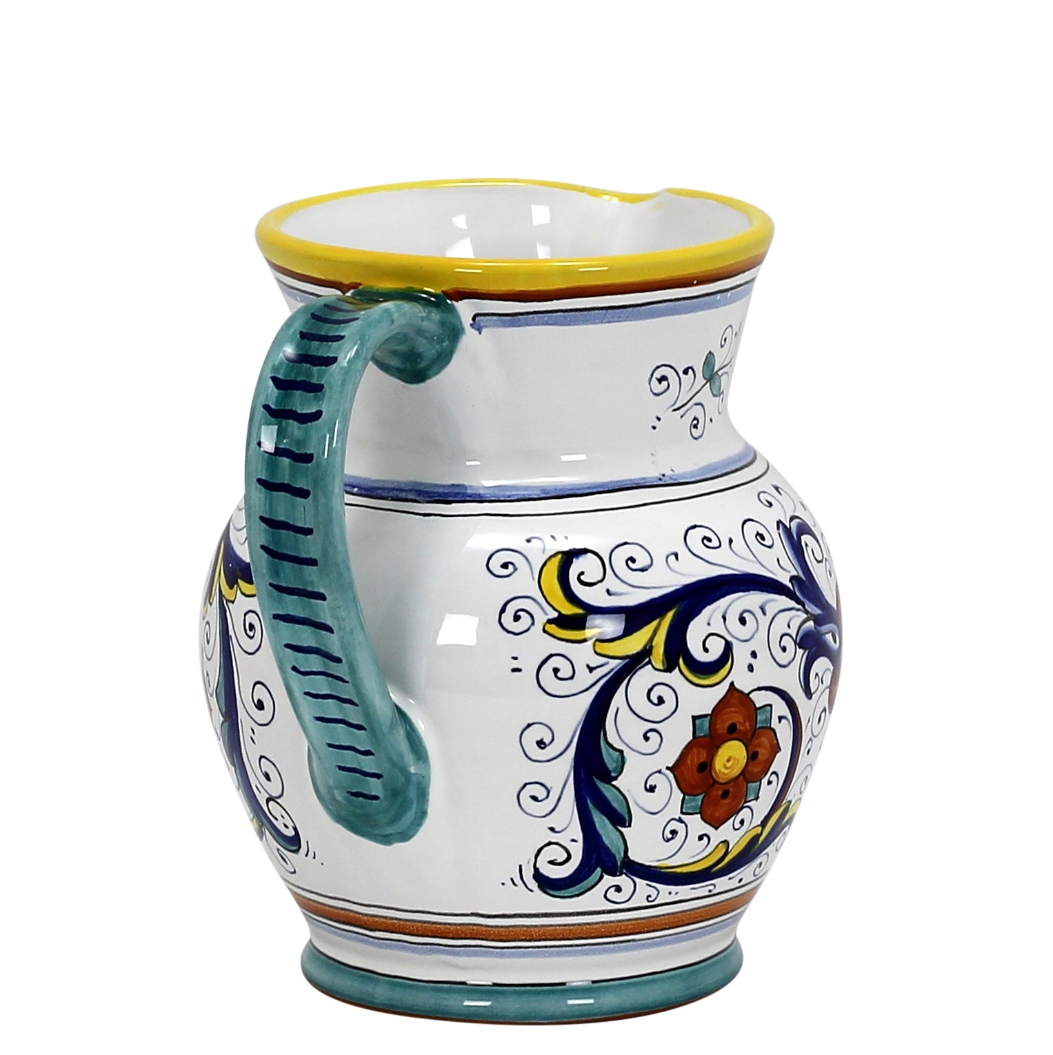 RICCO DERUTA: Traditional Deruta Pitcher (1.25 Liters/40 Oz/5 Cups) - Artistica.com