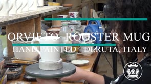 ORVIETO RED ROOSTER: Mug (10 Oz) [STRIPED RIM]
