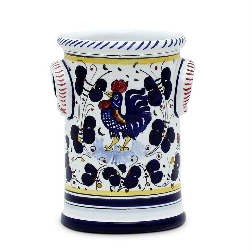 ORVIETO BLUE ROOSTER: Utensil Holder - Artistica.com