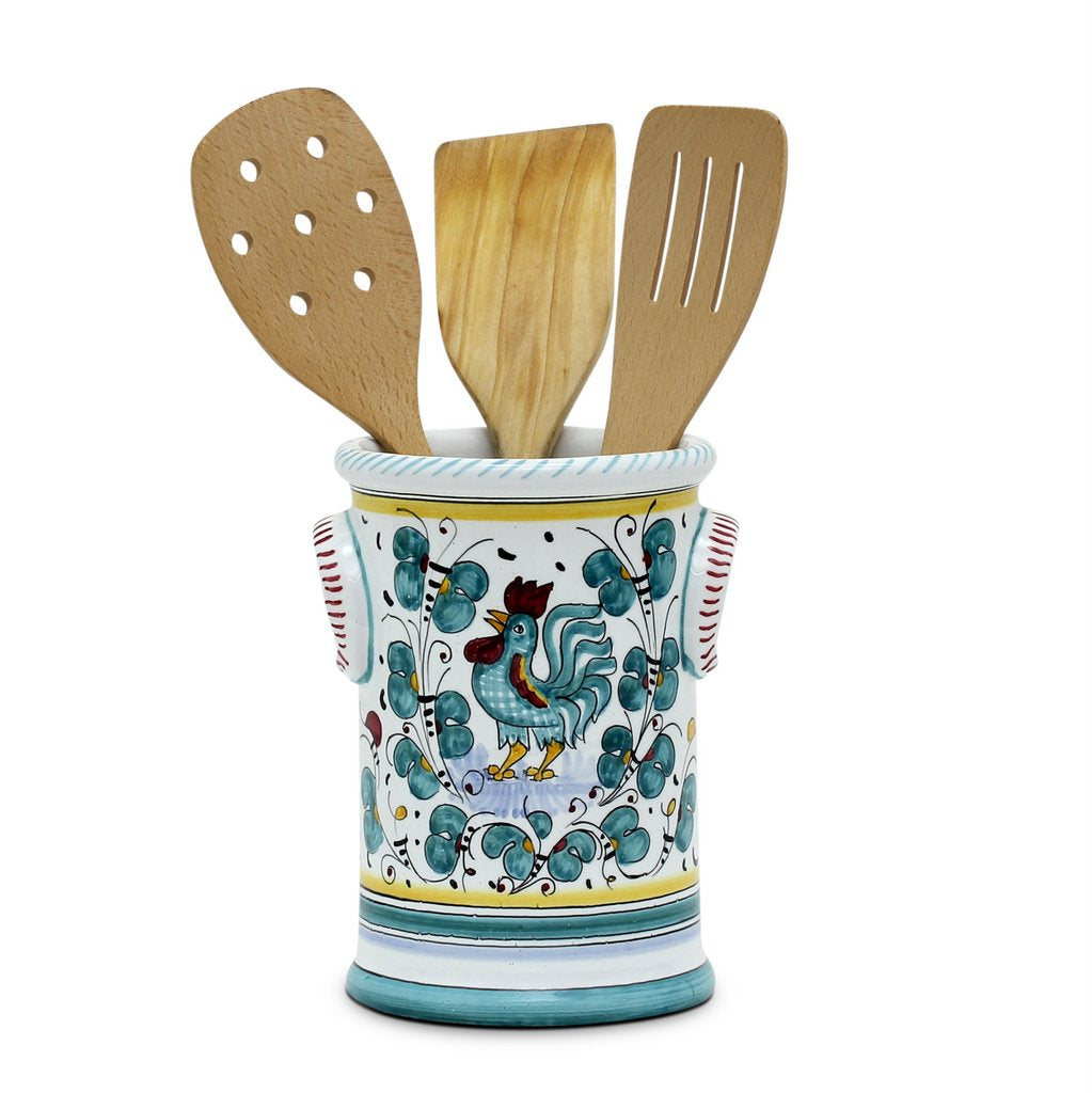 ORVIETO GREEN ROOSTER: Utensil Holder - Artistica.com