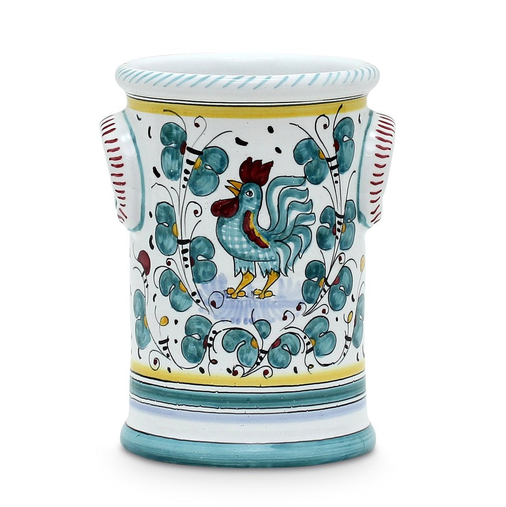 ORVIETO GREEN ROOSTER: Utensil Holder - Artistica.com