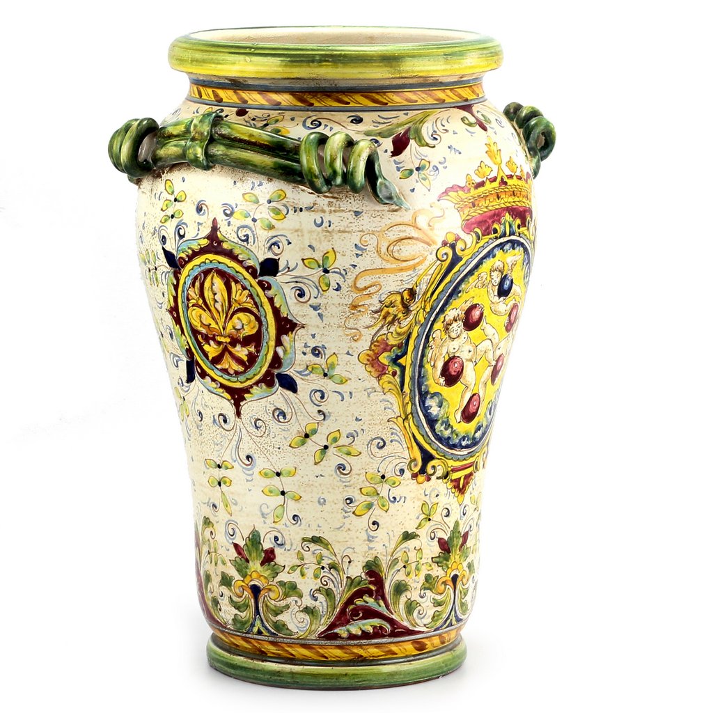 置物 ARTE medici MAJOLICA MEDICI: Large Vase Umbrella Stand with two handles