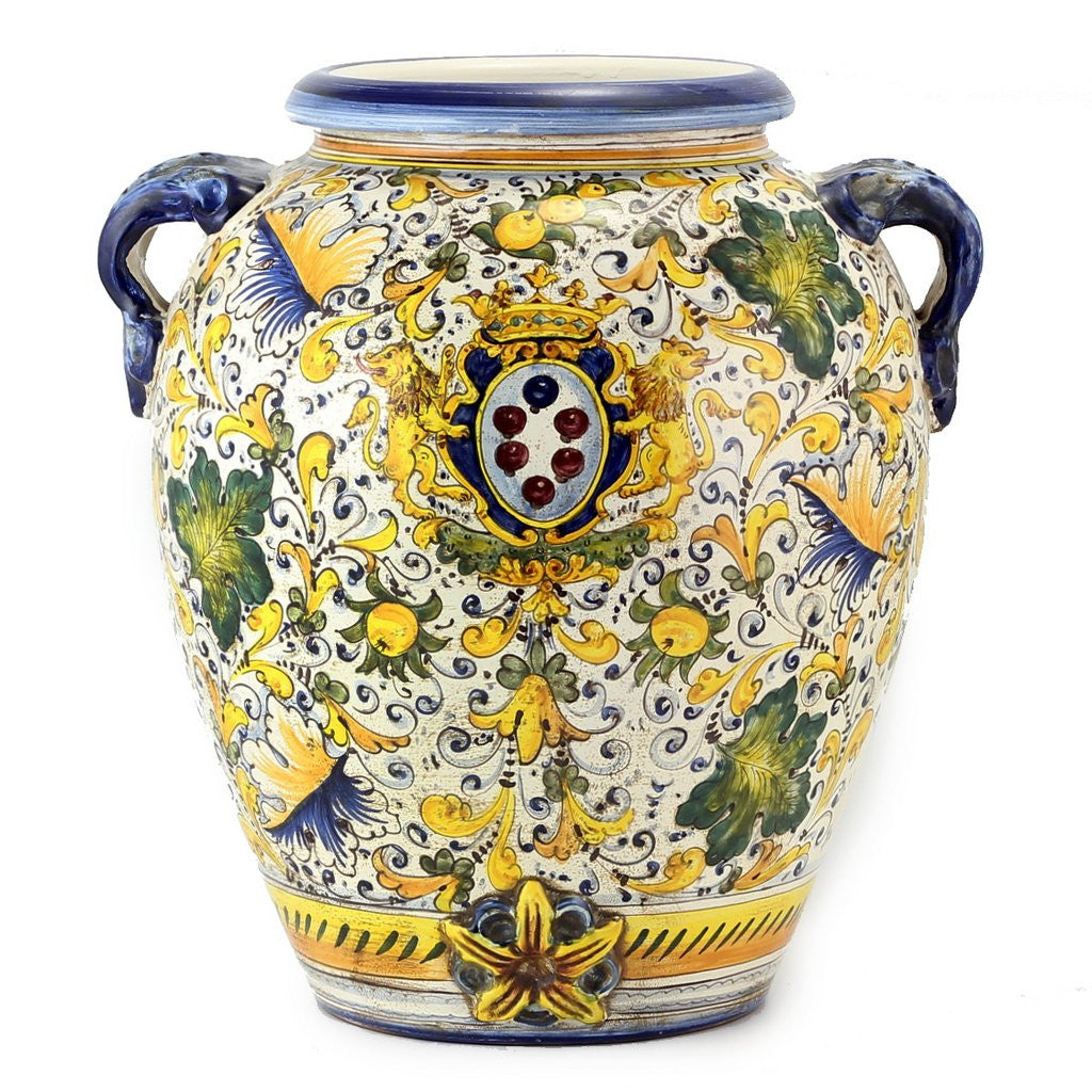 MAJOLICA CAFFAGIOLO: Caffagiolo Tuscan Orcio Urn BLUE Design - Artistica.com