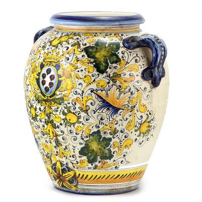 MAJOLICA CAFFAGIOLO: Caffagiolo Tuscan Orcio Urn BLUE Design - Artistica.com