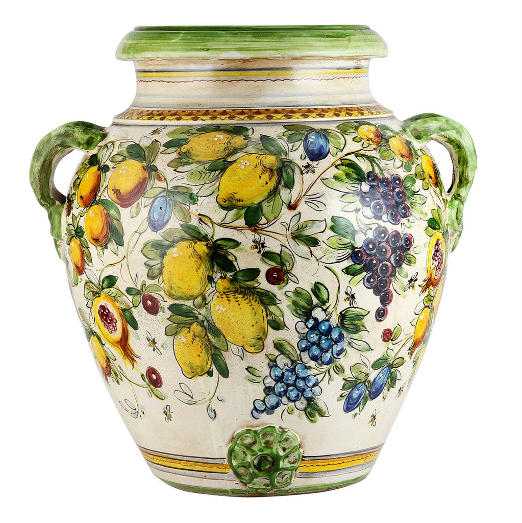 MAJOLICA TOSCANA: Orcio Urn ~ Frutta fondo Miele Design - Artistica.com