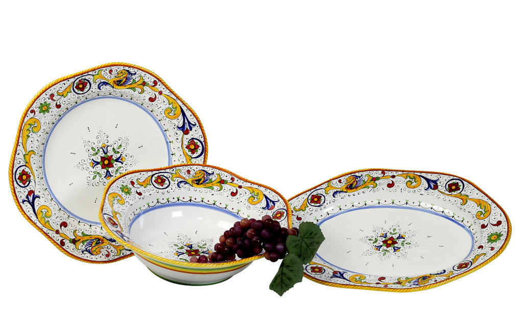 RAFFAELLESCO: Large Serving Set Platters (1 Lg Bowl + 1 Lg Charger + 1 Lg Platter) - Artistica.com
