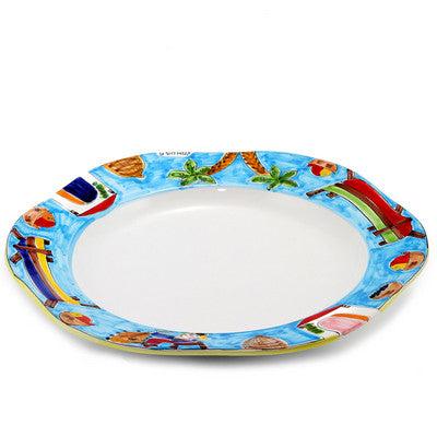 LA MUSA: Hexagonal Serving Charger Porticciolo Harbor Fisherman Boat - Artistica.com