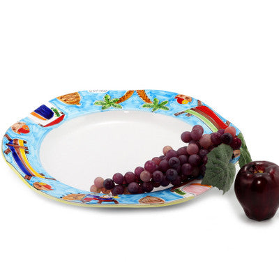 LA MUSA: Hexagonal Serving Charger Porticciolo Harbor Fisherman Boat - Artistica.com