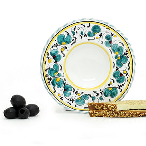 ORVIETO GREEN ROOSTER: Olive Oil Dipping Bowl - Artistica.com