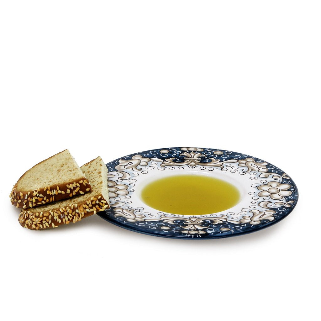 DERUTA COLORI: Olive Oil Fancy Dipping Bowl with large rim BLUE ANTICO Color - Artistica.com