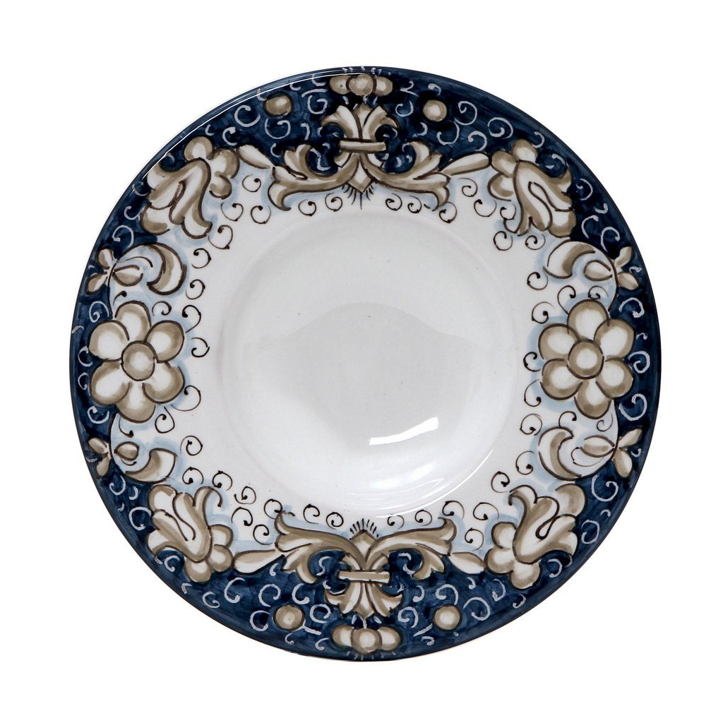 DERUTA COLORI: Olive Oil Fancy Dipping Bowl with large rim BLUE ANTICO Color - Artistica.com