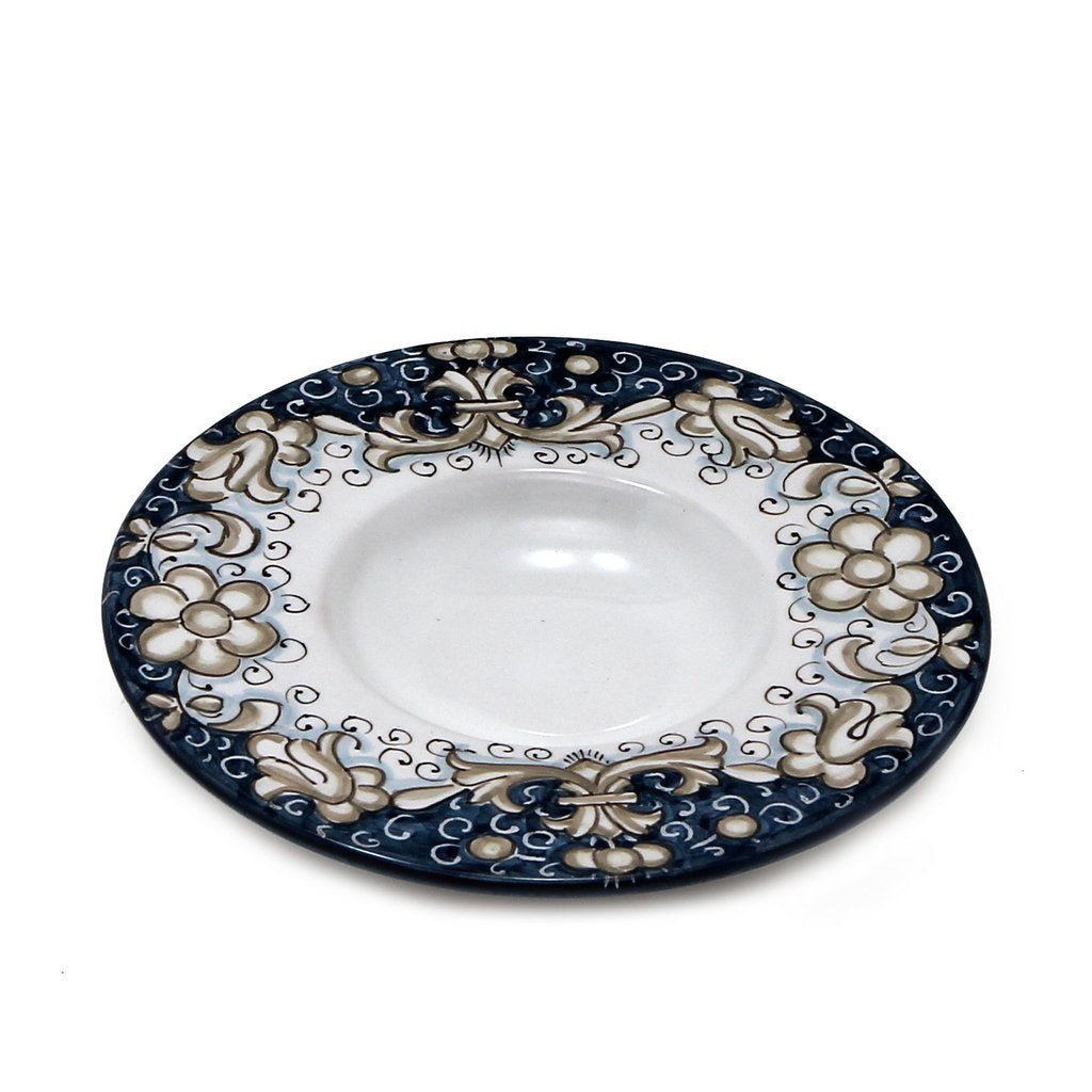DERUTA COLORI: Olive Oil Fancy Dipping Bowl with large rim BLUE ANTICO Color - Artistica.com