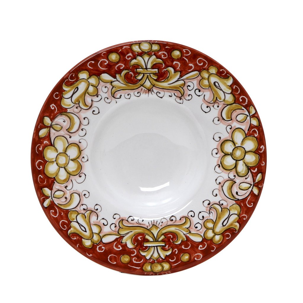 DERUTA COLORI: Olive Oil Fancy Dipping Bowl with large rim - CORAL RED - Artistica.com