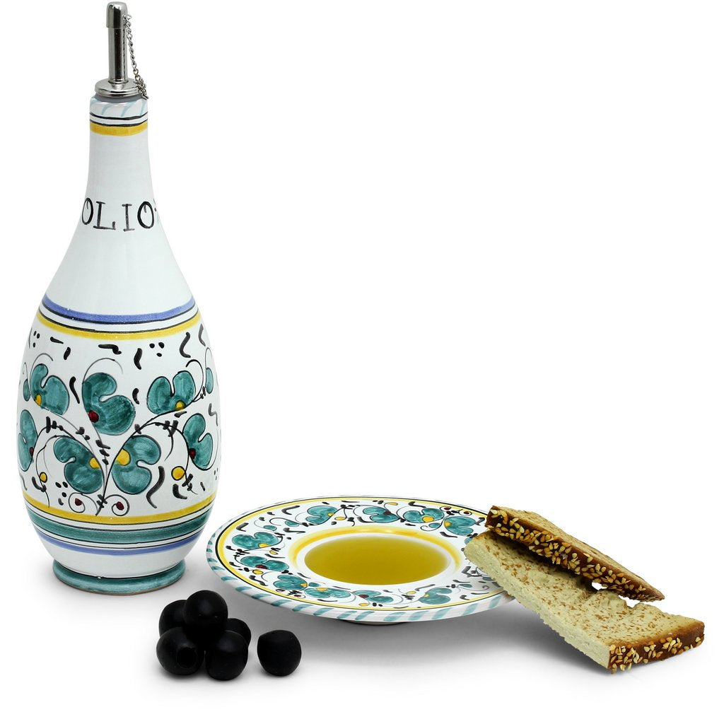 ORVIETO GREEN ROOSTER: Olive Oil Bottle Dispenser - Artistica.com