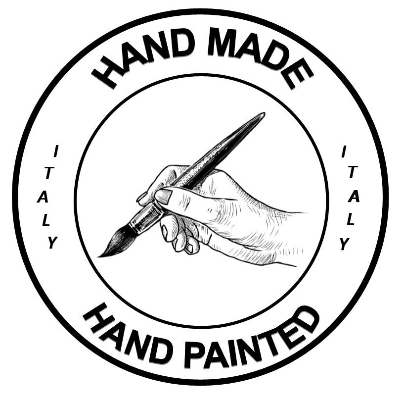 CERAMIC STONE TABLE + IRON BASE: USA2 Design - Hand Painted in Deruta, Italy. - Artistica.com