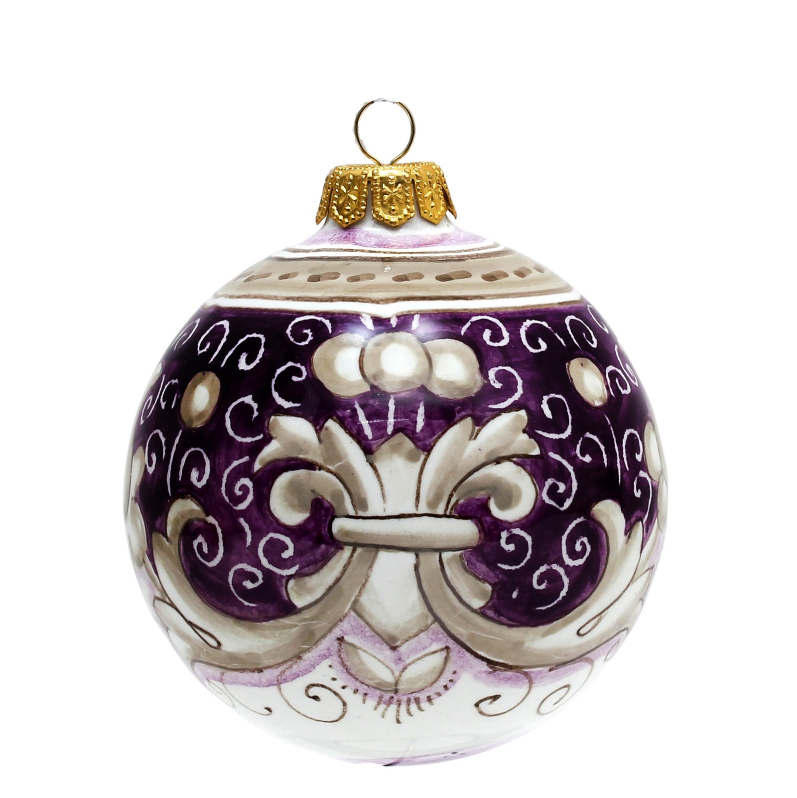 CHRISTMAS ORNAMENT: Deruta Vario Deluxe Round Ball  (3" Ø) - PURPLE RUBINO - Artistica.com
