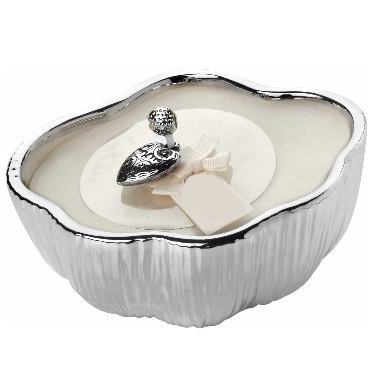 AMORE: Silver plated shaped candle ~ LINFA soothing fresh scent - Artistica.com