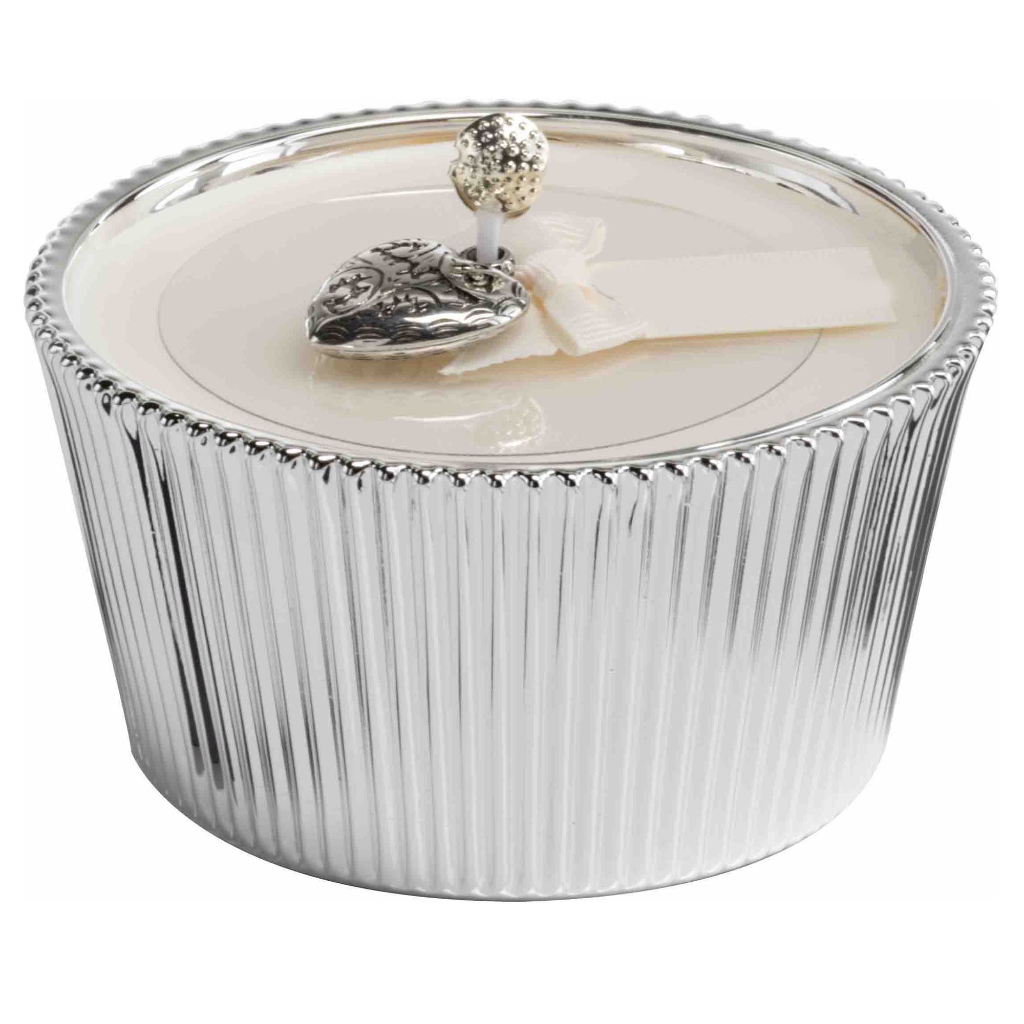 AMORE: Silver plated round candle ~ LINFA soothing fresh scent - Artistica.com