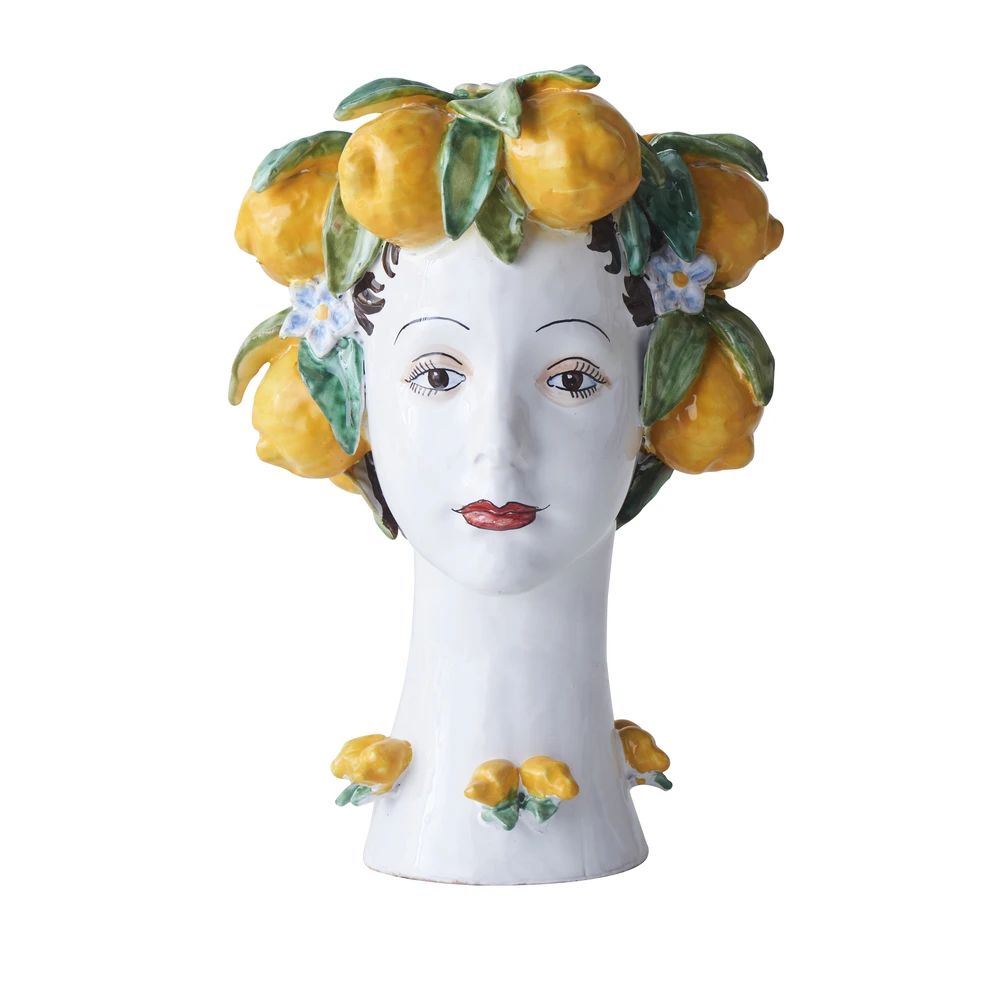 DONATELLO HEADS: Ceramic Head Vase - Lemon Decor - Artistica.com