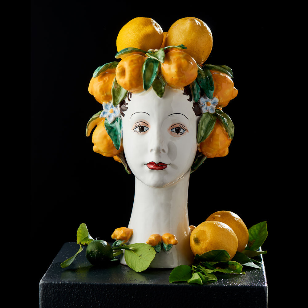 DONATELLO HEADS: Ceramic Head Vase - Lemon Decor - Artistica.com