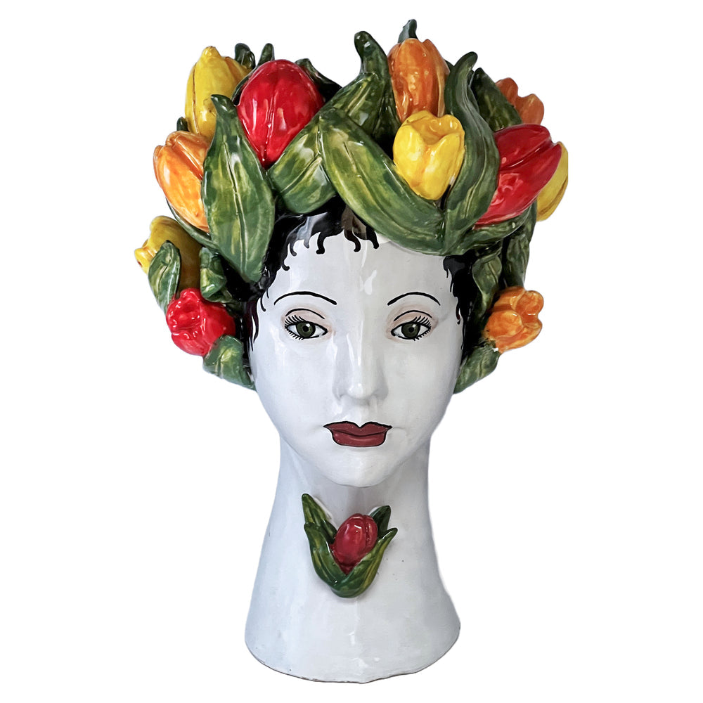 DONATELLO HEADS: Ceramic Head Vase - Tulips Decor - Artistica.com