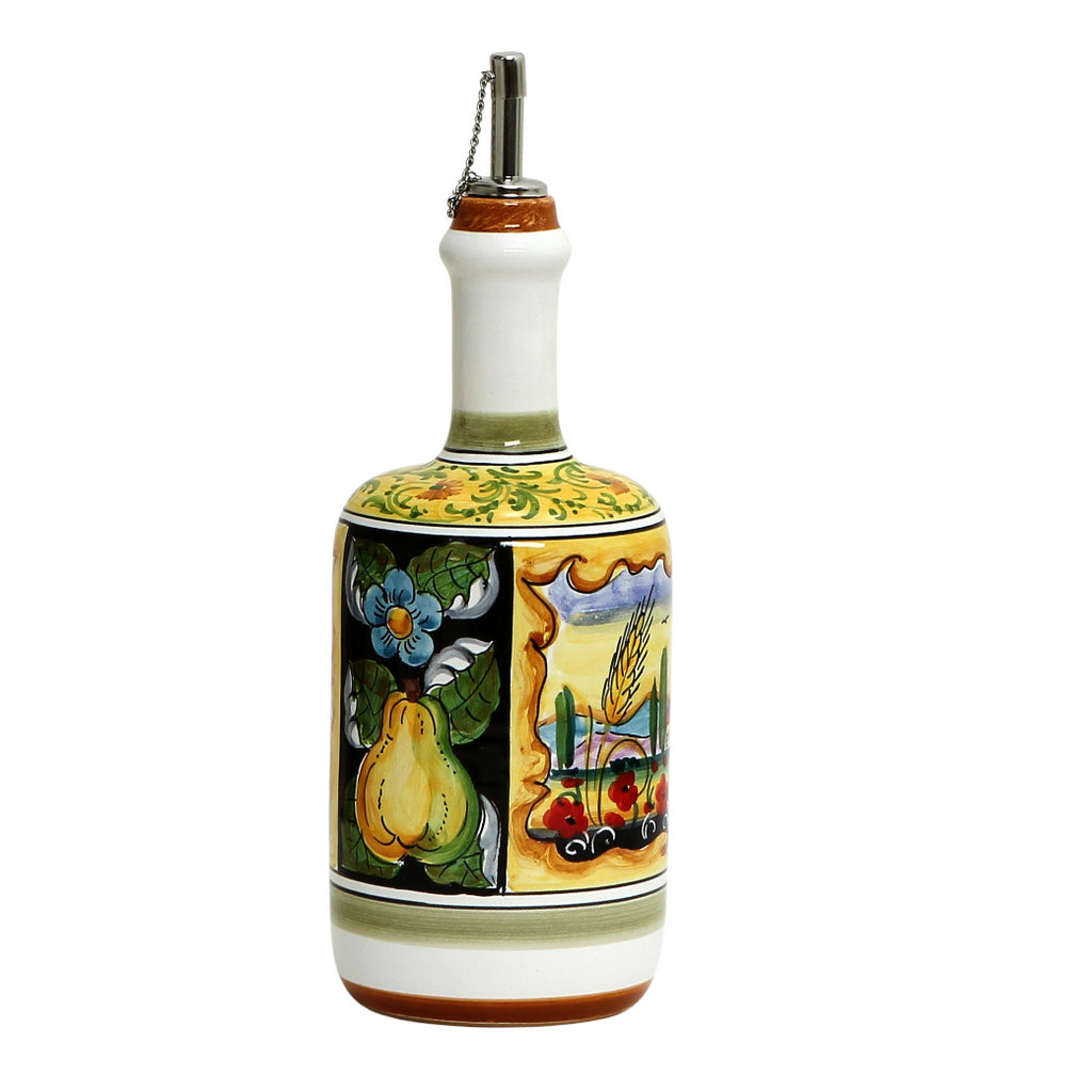 COLLI UMBRI: Umbrian Landscape Aceto (Vinegar) Bottle with metal capped dispenser. - Artistica.com