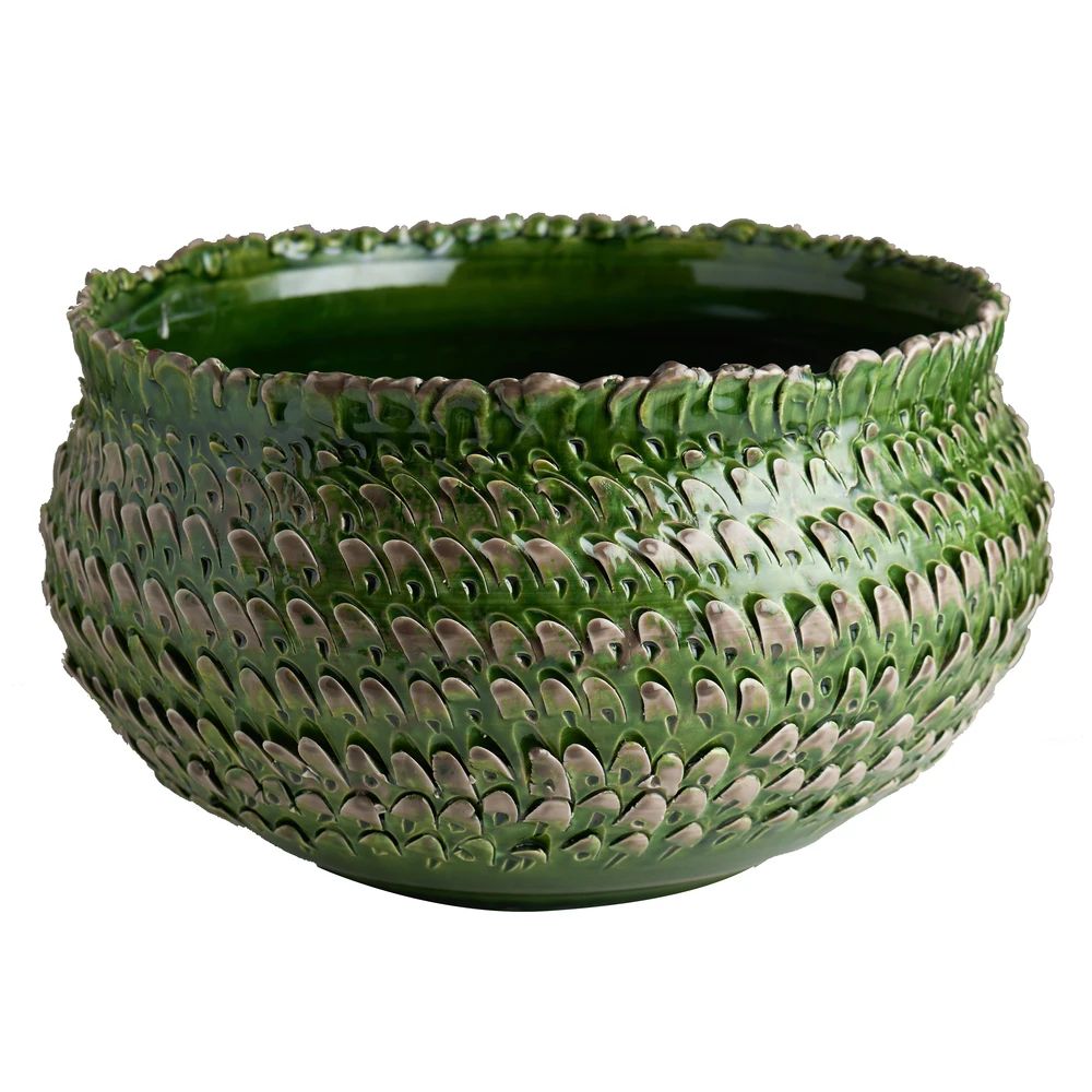TUSCAN FEATHER: Handcrafted Centerpiece Bowl with feather design - Artistica.com