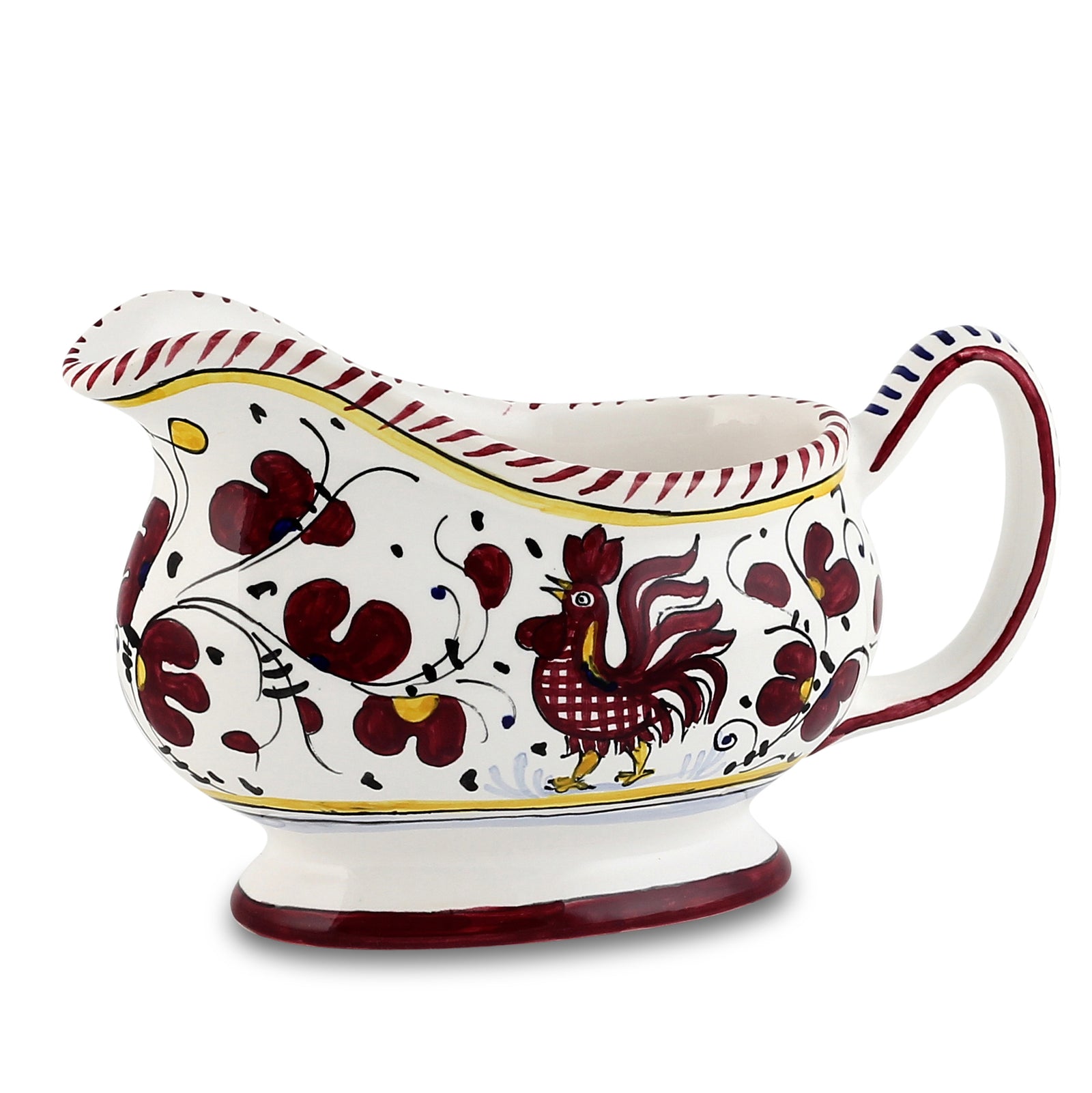 ORVIETO RED ROOSTER: Gravy Sauce boat - Artistica.com
