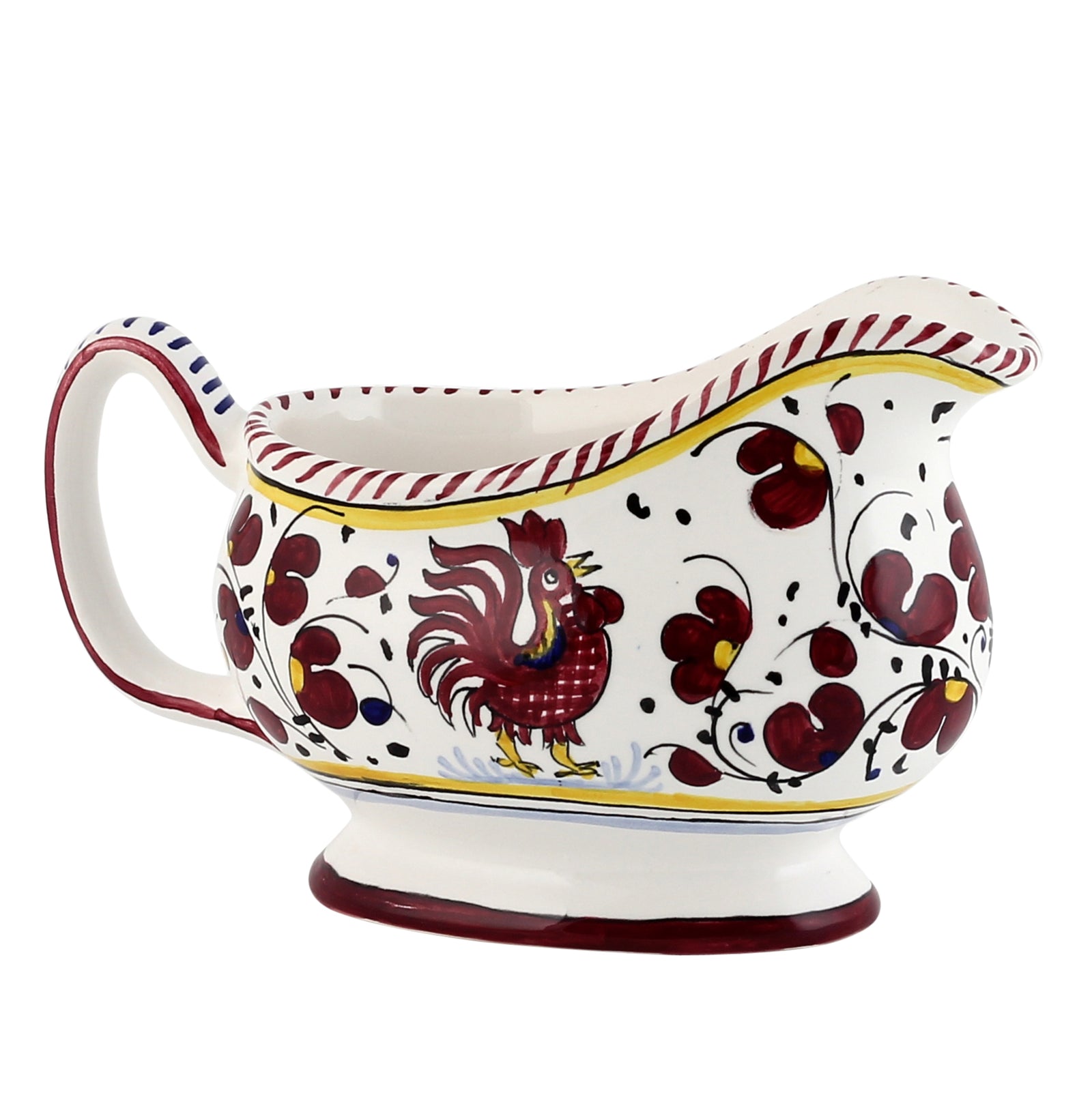 ORVIETO RED ROOSTER: Gravy Sauce boat - Artistica.com