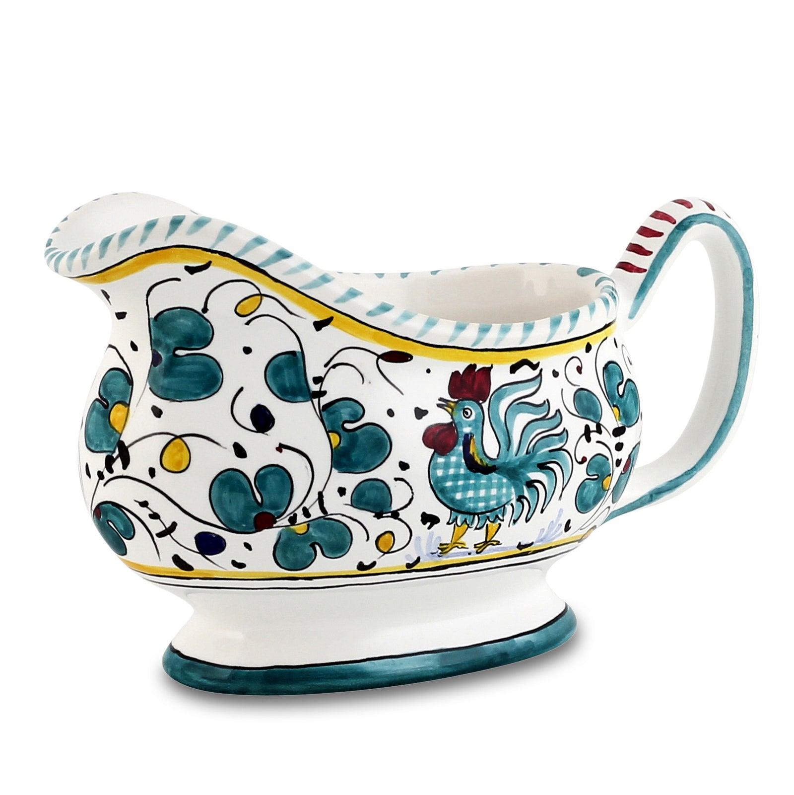 ORVIETO GREEN ROOSTER: Gravy Sauce boat - Artistica.com