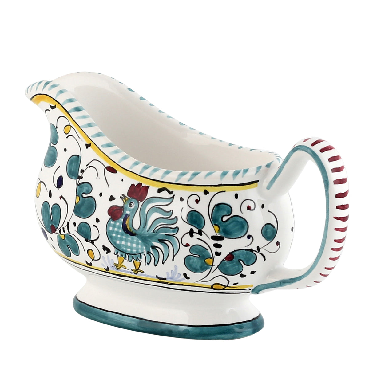 ORVIETO GREEN ROOSTER: Gravy Sauce boat - Artistica.com