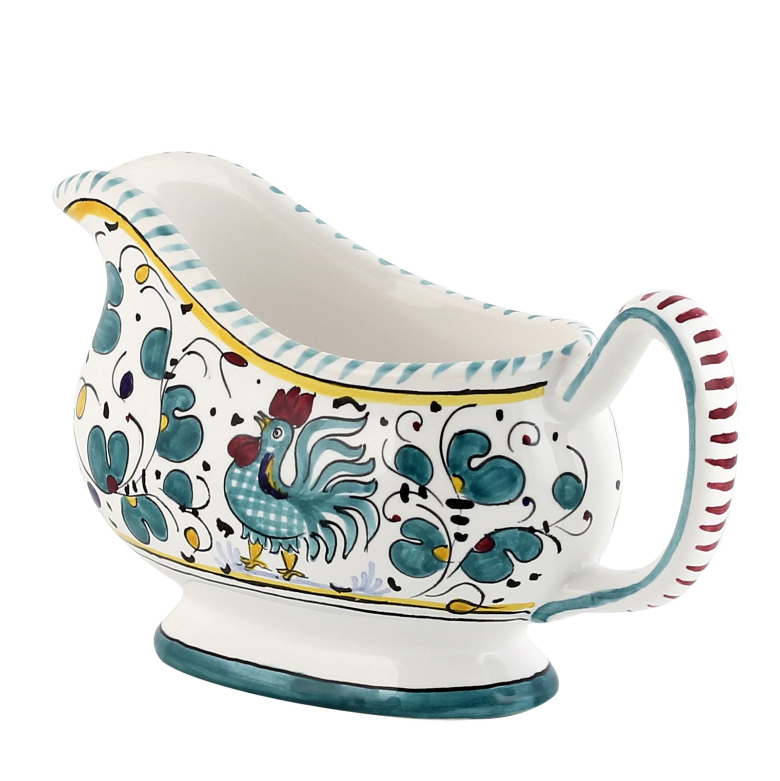 ORVIETO GREEN ROOSTER: Gravy Sauce boat - Artistica.com