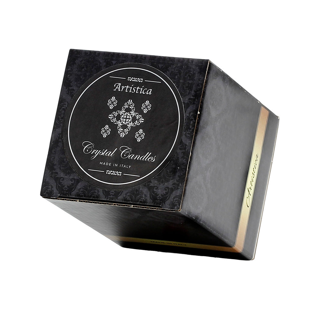 CRYSTAL CANDLES: Bass relief Design with Silver Leaf finish ~ (10 Oz) - Artistica.com