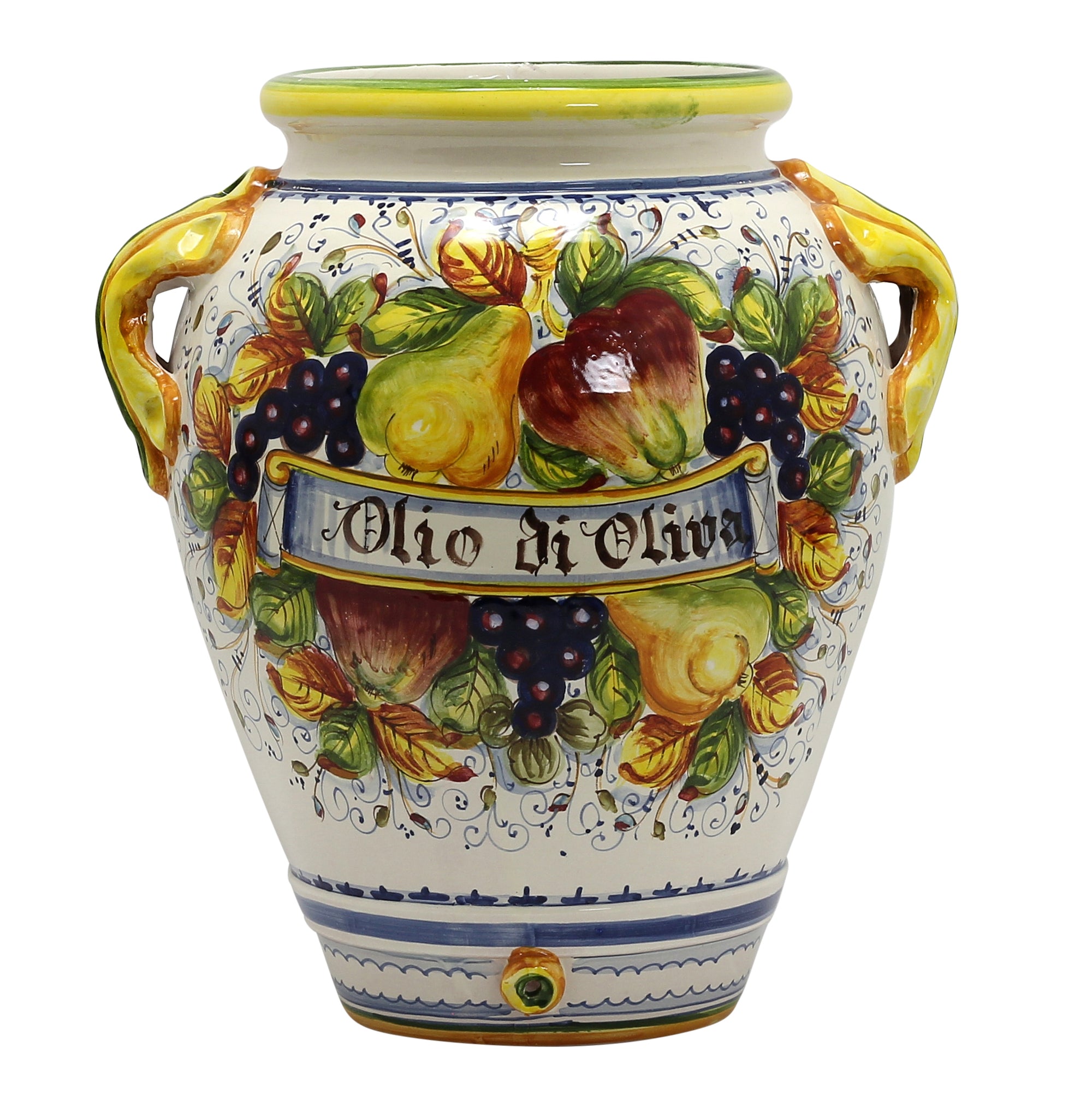 FRUTTA: Vase Umbrella stand with 'Olio di Oliva' (OLIVE Oil) script. - Artistica.com