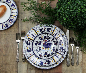 ORVIETO BLUE ROOSTER: Dinner Plate - Artistica.com
