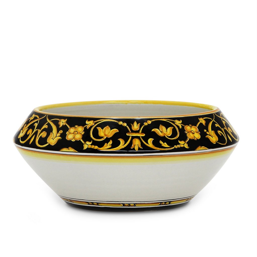 DERUTA BELLA: Fruit Bowl Centerpiece - Black & Gold Design - (Premium Masterpiece by Francesca Niccacci) - Artistica.com