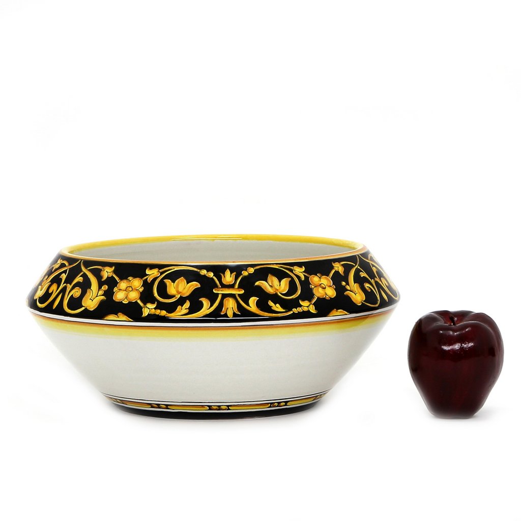 DERUTA BELLA: Fruit Bowl Centerpiece - Black & Gold Design - (Premium Masterpiece by Francesca Niccacci) - Artistica.com