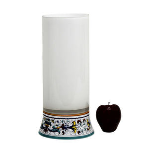 DERUTA BELLA VETRO: Cylindrical Glass Vase on ceramic base RICCO DERUTA design - WHITE Glass - Artistica.com