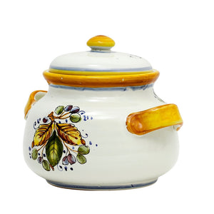 POSITANO: Biscotti round jar hand painted with exclusive Positano Lemon design - Artistica.com