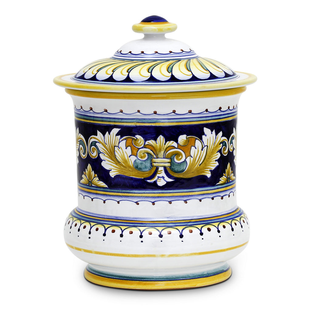 DERUTA VARIO: Large Luxury Shaped Decorative Ceramic Canister Fondo Blu - Artistica.com