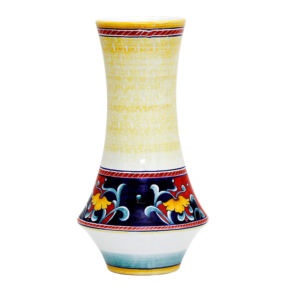 DERUTA VARIO: Luxury Shaped Vase with 'Ricamo' off white top decor (Large) - Artistica.com