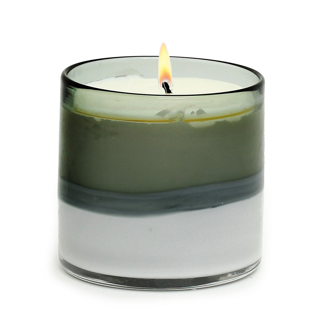 Mondial Candles: Emeril Design Glass Container Candle White/Gray Garden Mint