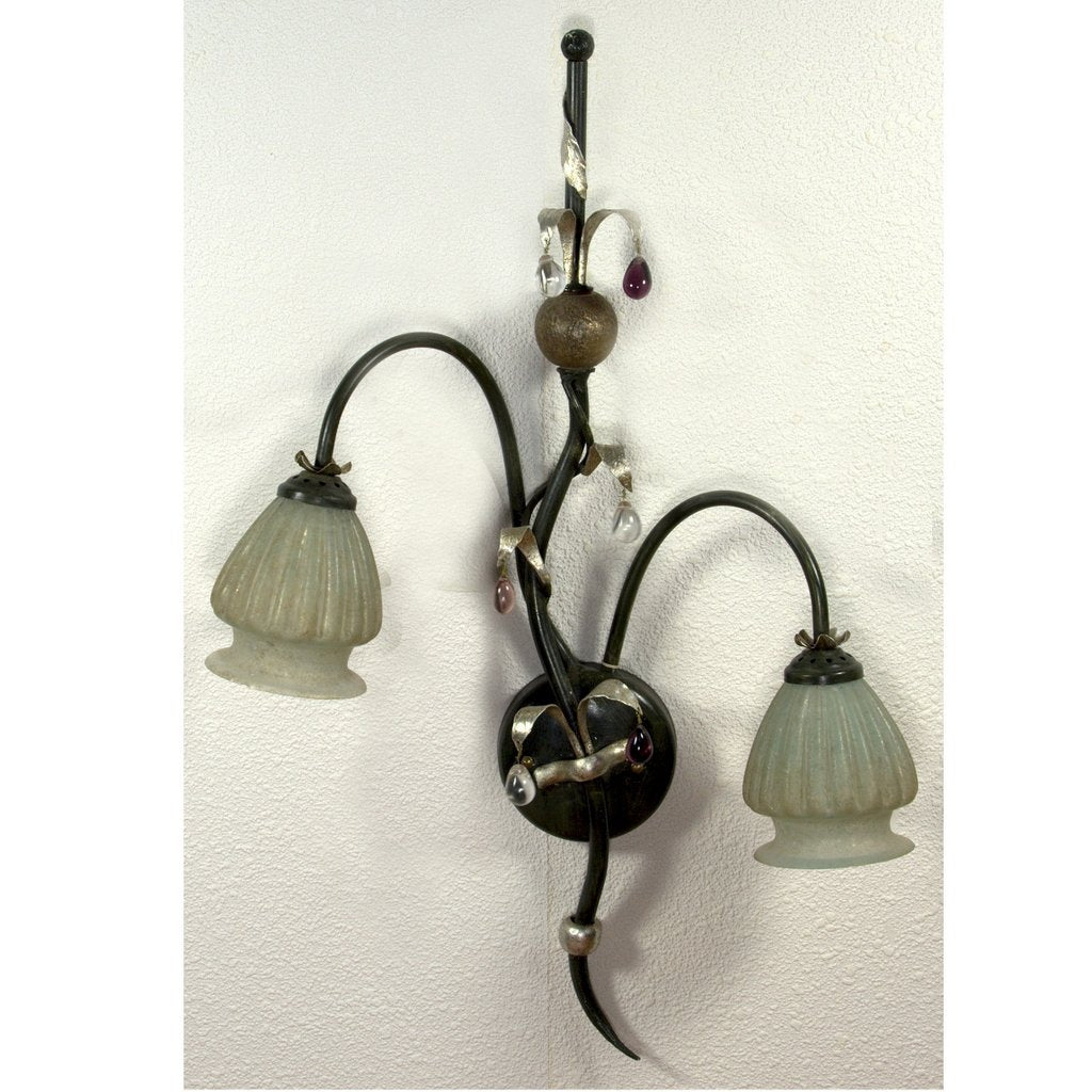 ALBA LAMP: Wall Sconce Light: Murano W Iron Hand Painted Gold Leaf - Artistica.com