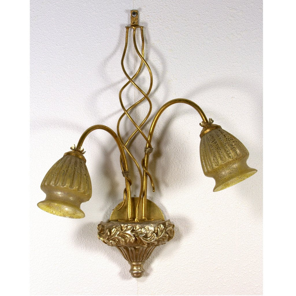 ALBA LAMP: Wall Sconce Light: Murano W Iron Hand Painted Gold Leaf - Artistica.com