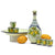 LIMONCELLO: Limoncello Set with Blue trimmings (Bottle with stopper and Tray and 6 Shot Glasses) - Artistica.com