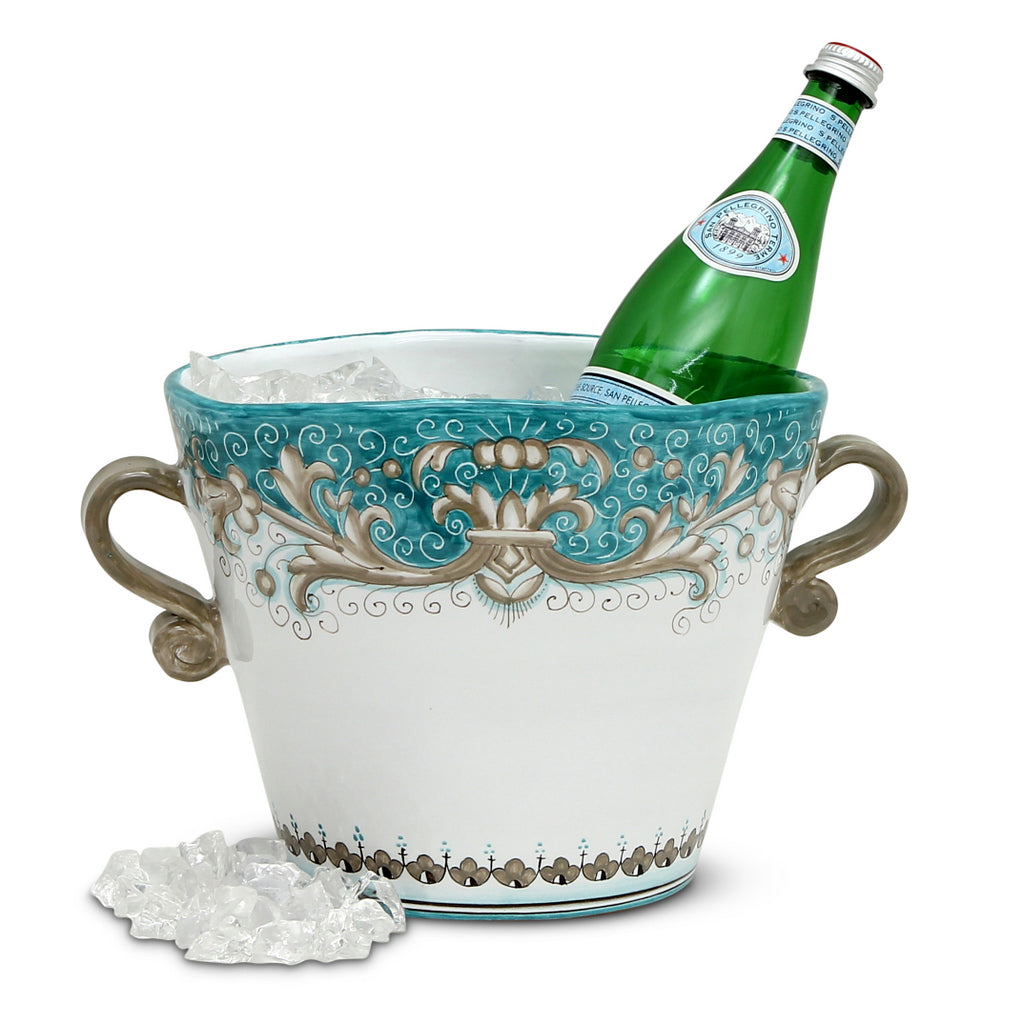 DERUTA COLORI: Ice Bucket Oval with handles - AQUA/TEAL - Artistica.com