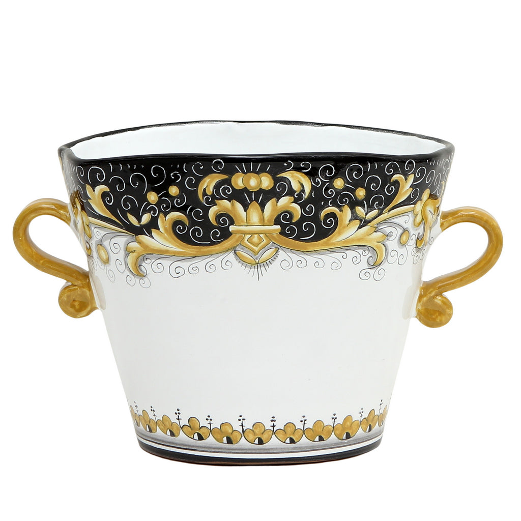 DERUTA COLORI: Ice Bucket Oval with handles - BLACK/GOLD - Artistica.com