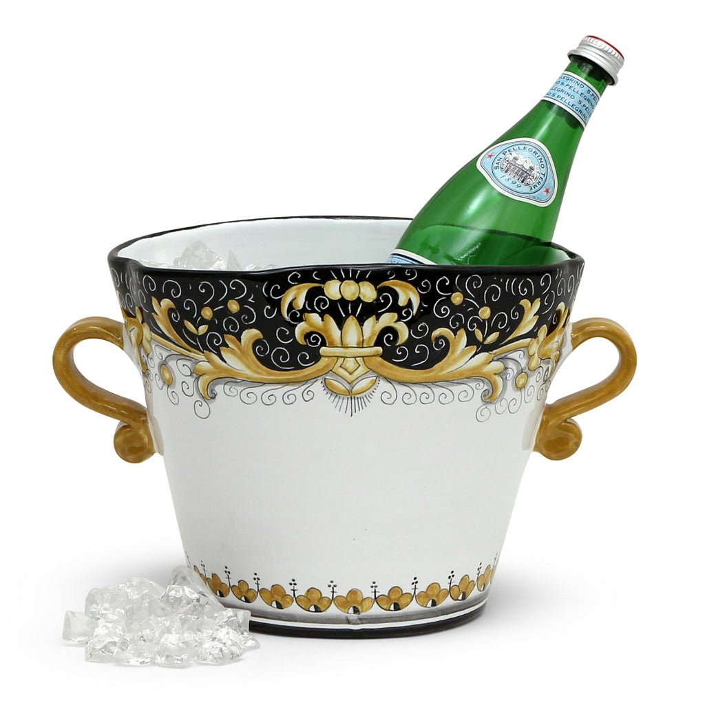 DERUTA COLORI: Ice Bucket Oval with handles - BLACK/GOLD - Artistica.com
