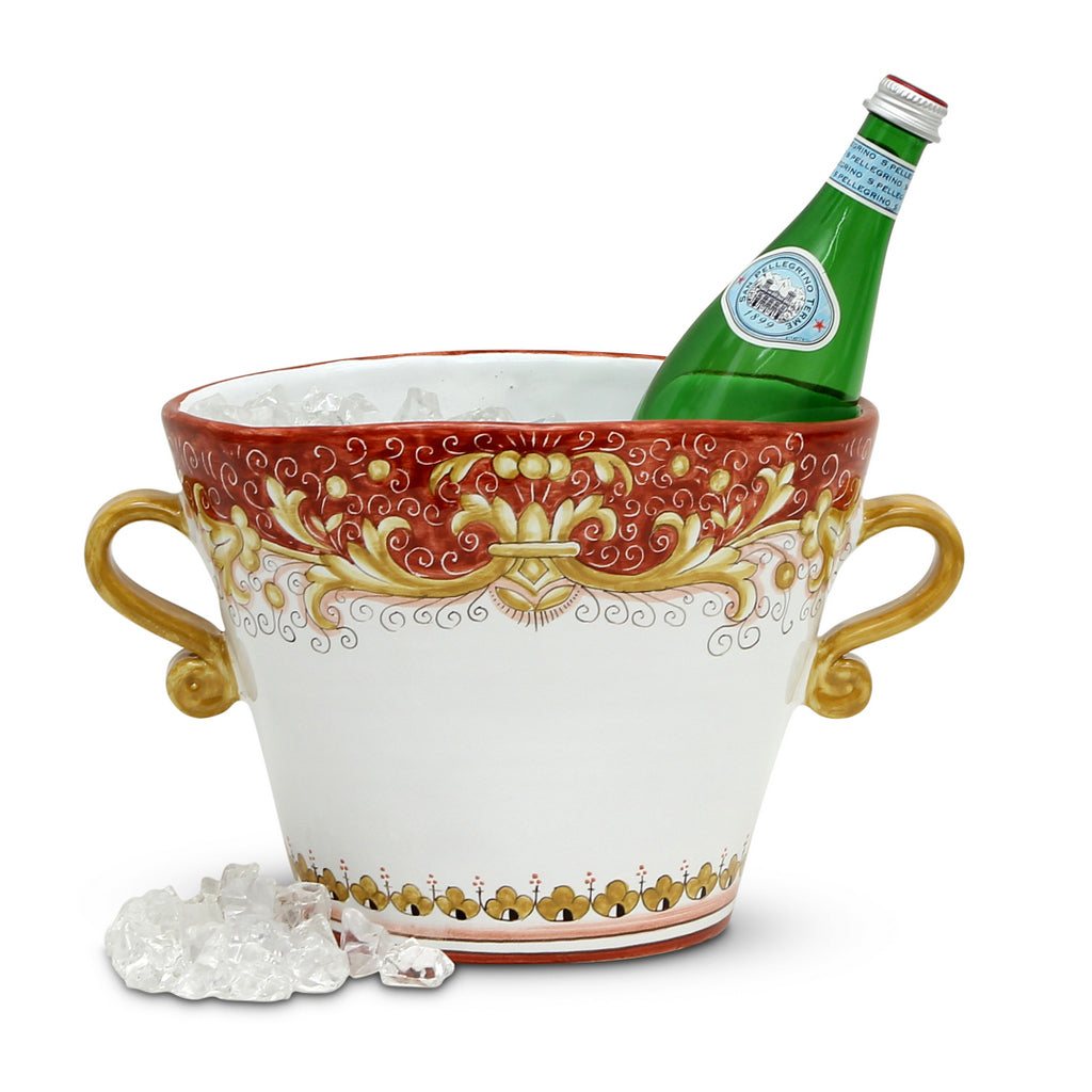 DERUTA COLORI: Ice Bucket Oval with handles - CORAL RED - Artistica.com