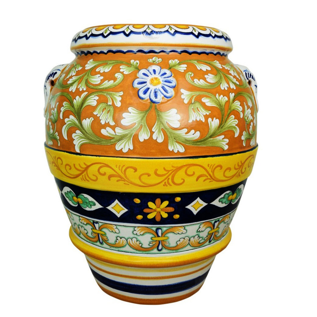 GRANDE GIARDINO:  Extra Large Deruta-Tuscan Orcio-Urn - DERUTA VARIO design (32" High) - Artistica.com